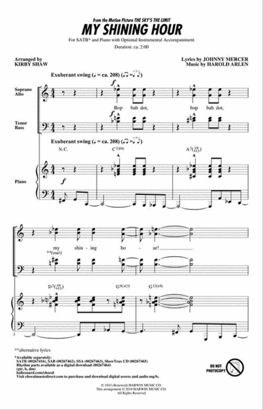 My Shining Hour 4-Part scores gallery preview page 2