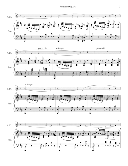 Saint-Saens - Romance Op. 51 set for Clarinet and Piano image number null