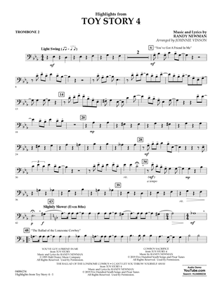 Book cover for Highlights from Toy Story 4 (arr. Johnnie Vinson) - Trombone 2