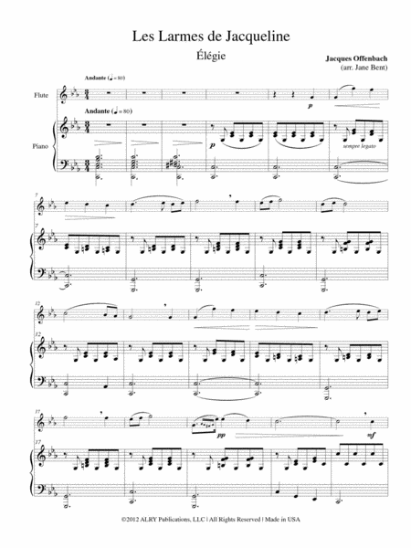 Les Larmes de Jacqueline - Elégie for Flute and Piano
