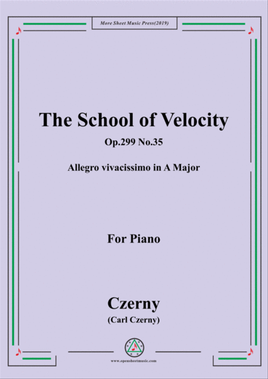 Czerny-The School of Velocity,Op.299 No.35,Allegro vivacissimo in A Major,for Piano Piano Solo scores gallery preview page 1