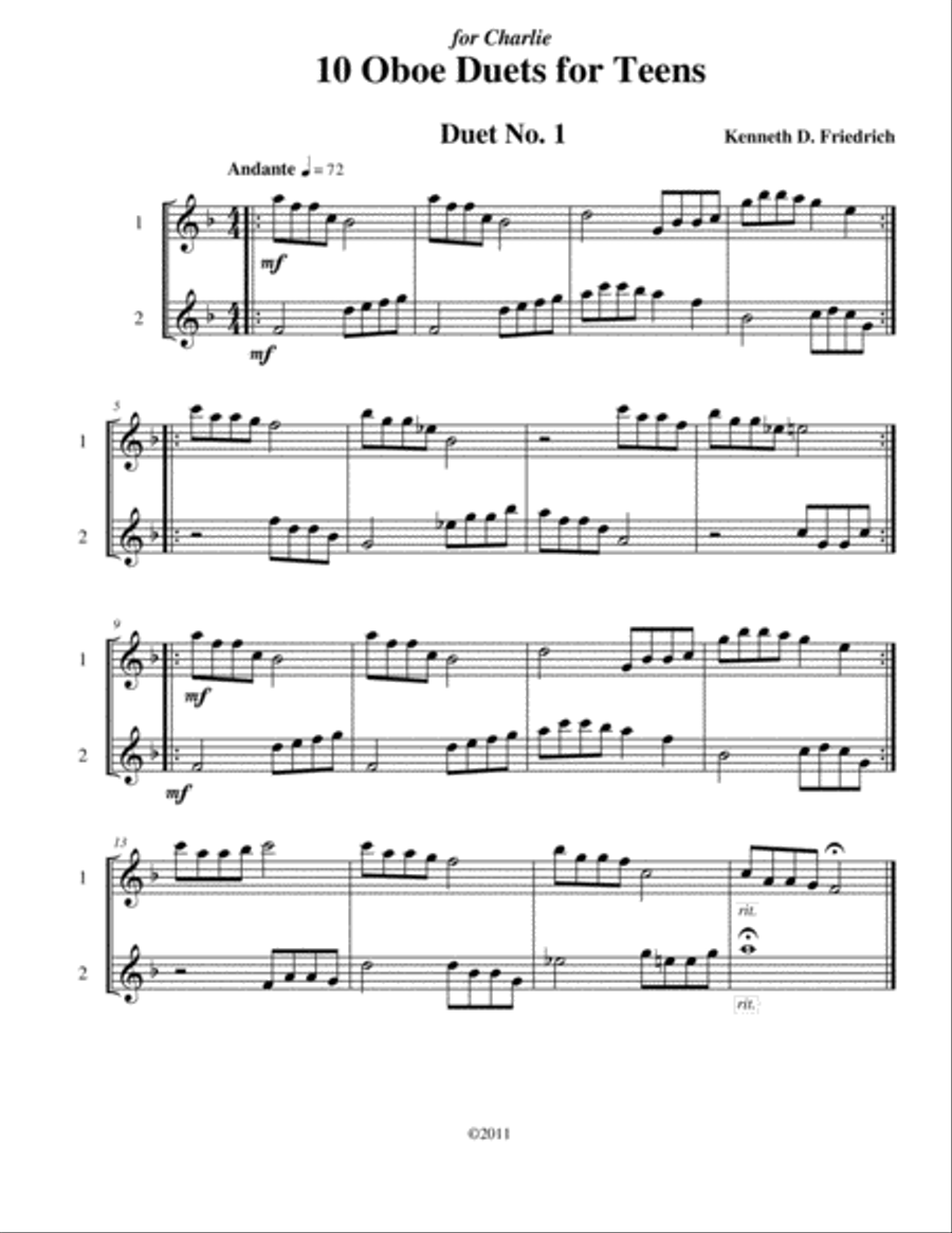 10 Oboe Duets for Teens Woodwind Duet scores gallery preview page 3