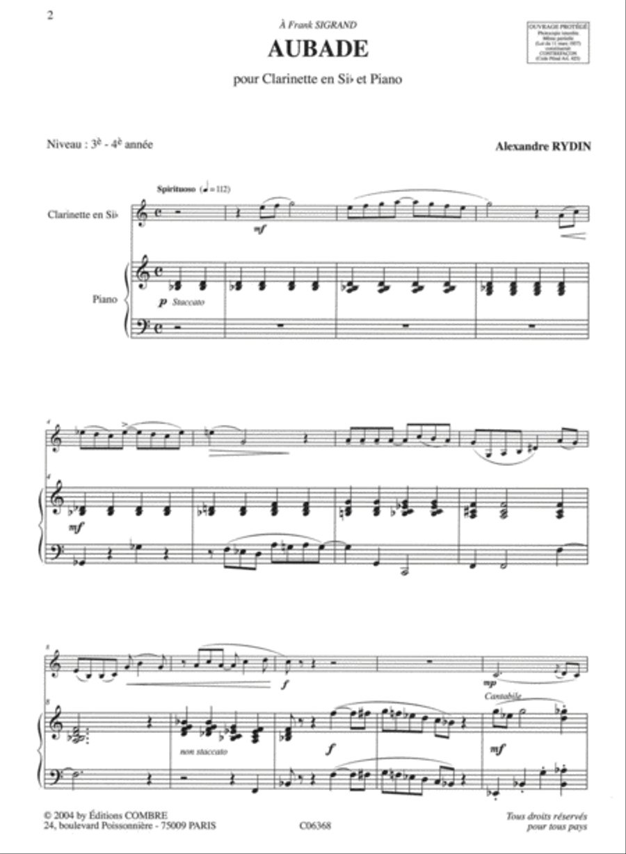 Aubade Aubade Clarinet Solo scores gallery preview page 2