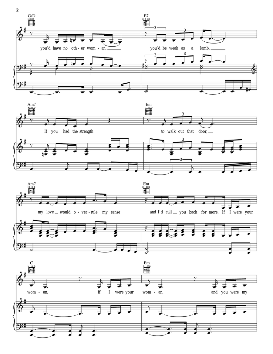 If I Were Your Woman Piano, Vocal, Guitar scores gallery preview page 2