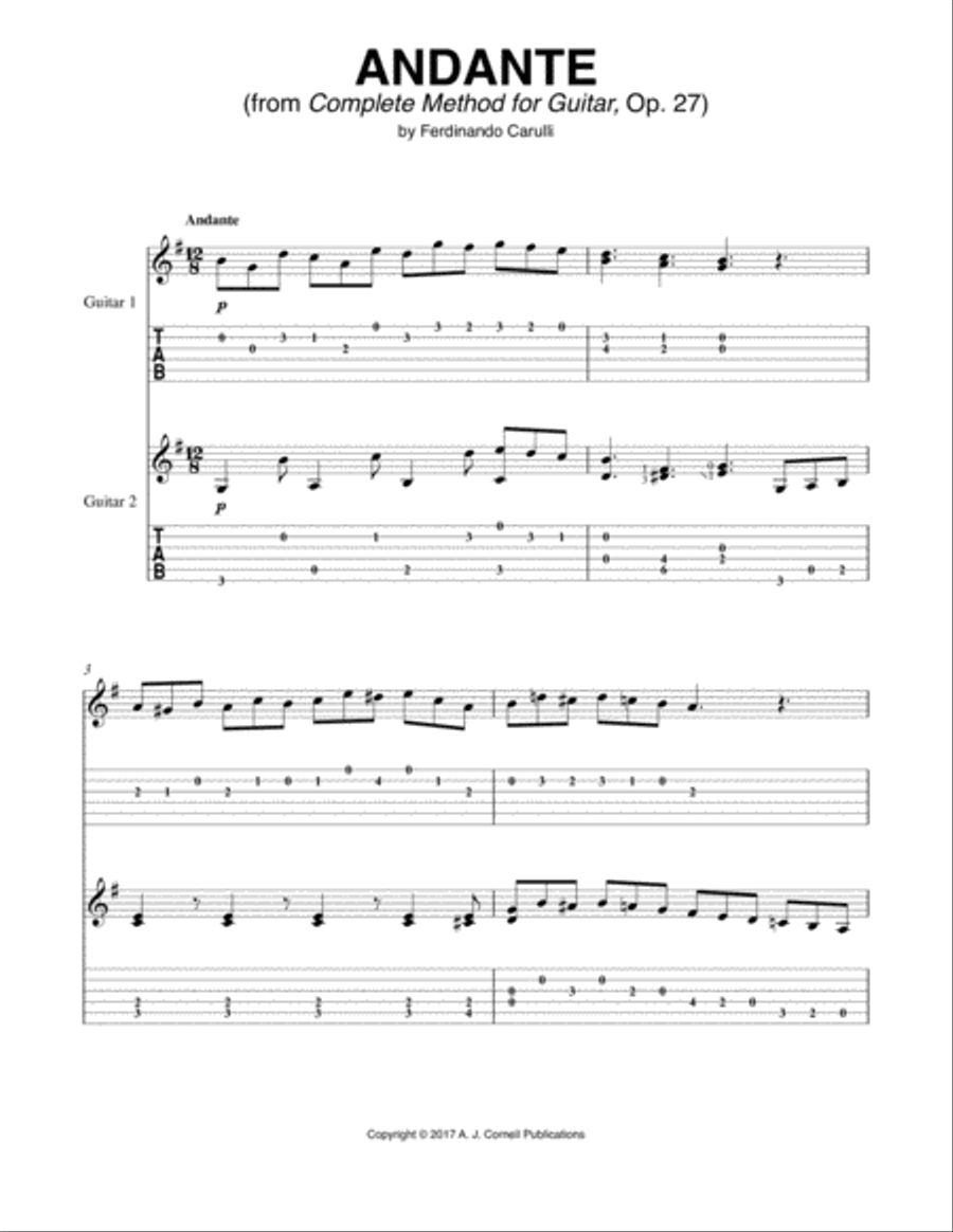 Andante Andante Acoustic Guitar scores gallery preview page 1