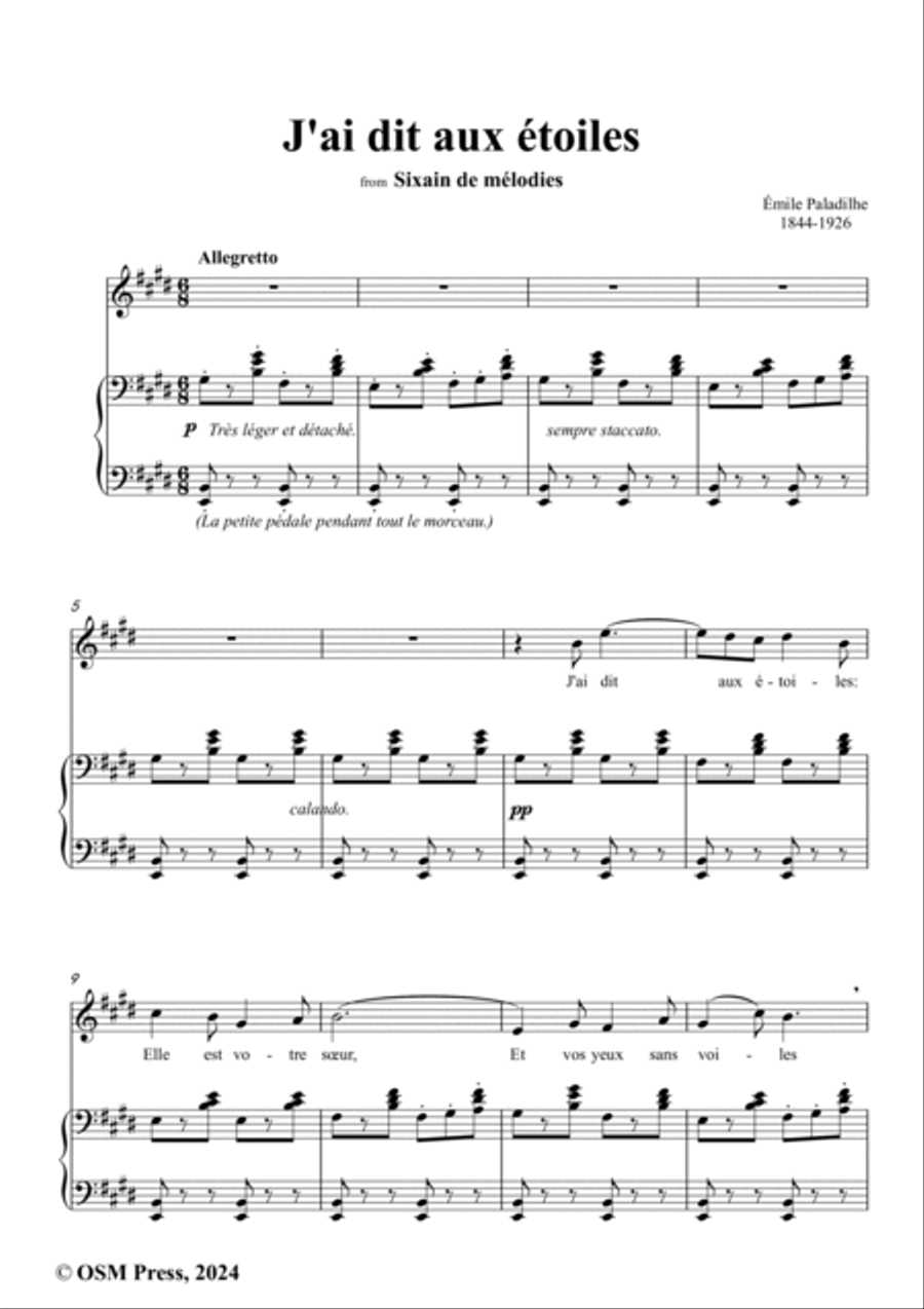 Paladilhe-J'ai dit aux étoiles(Sérénade),in E Major Voice scores gallery preview page 2