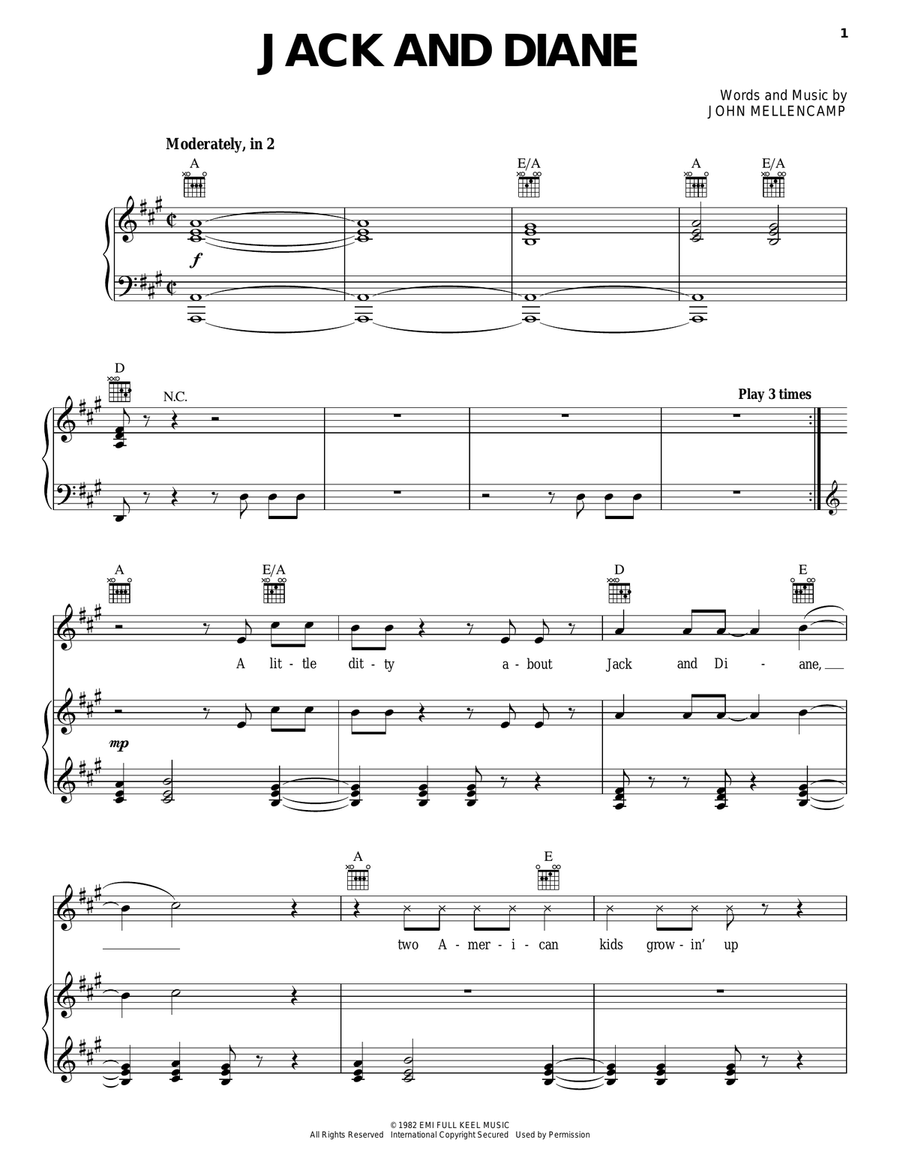 Jack And Diane Jack And Diane Acoustic Guitar scores gallery preview page 1
