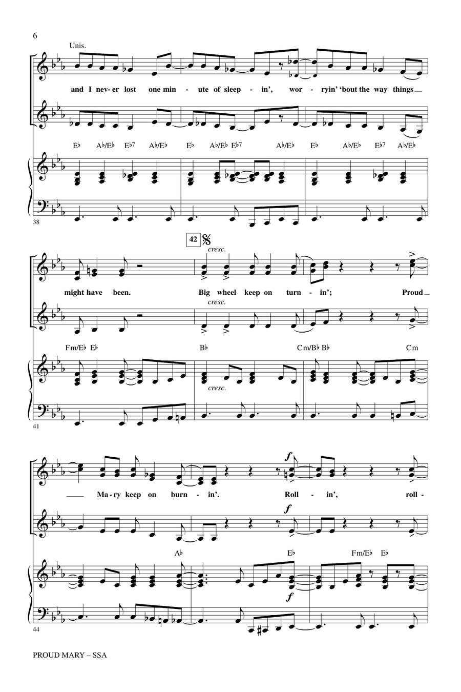 Proud Mary (arr. Kirby Shaw) SSA scores gallery preview page 5