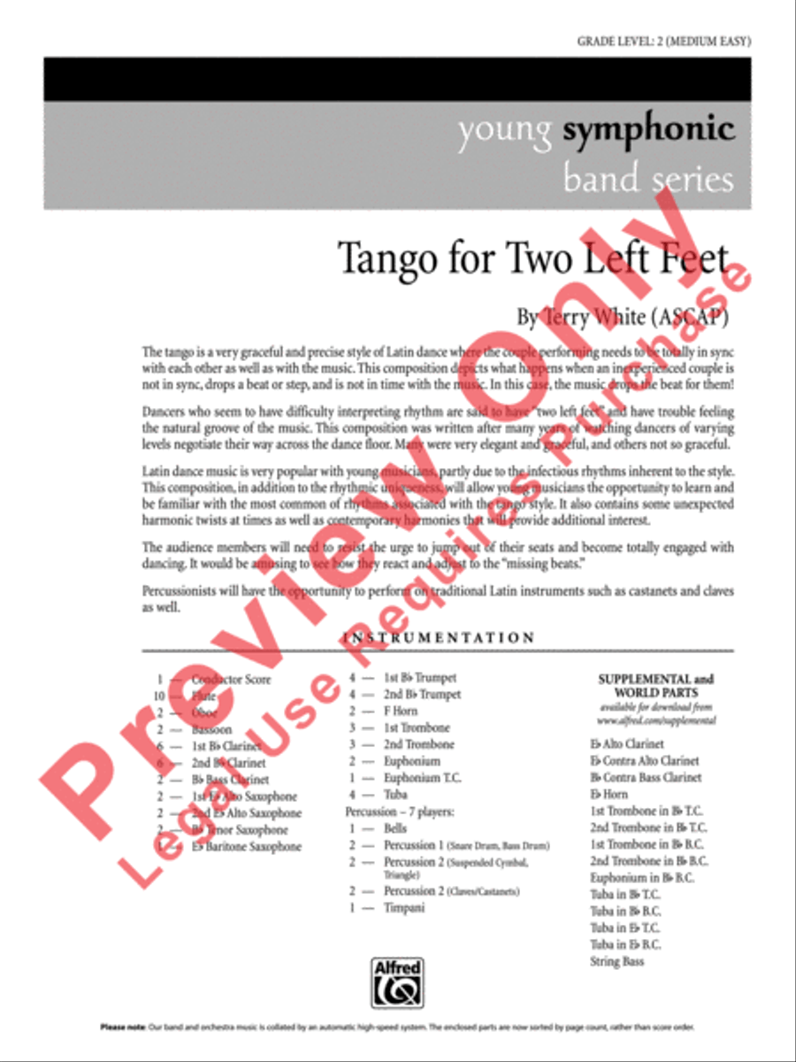 Tango for Two Left Feet Tango for Two Left Feet Concert Band scores gallery preview page 2