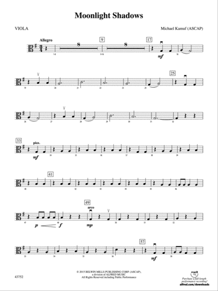 Moonlight Shadows: Viola Moonlight Shadows: Viola String Orchestra scores gallery preview page 1