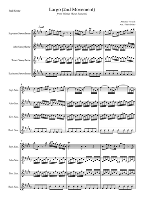 Largo from Winter (Antonio Vivaldi) for Saxophone Quartet