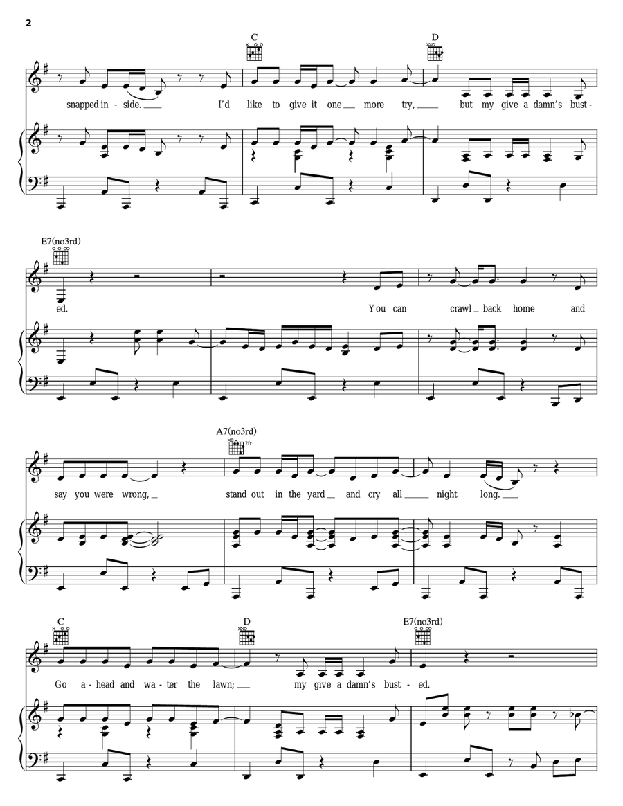 My Give A Damn's Busted Piano, Vocal, Guitar scores gallery preview page 2
