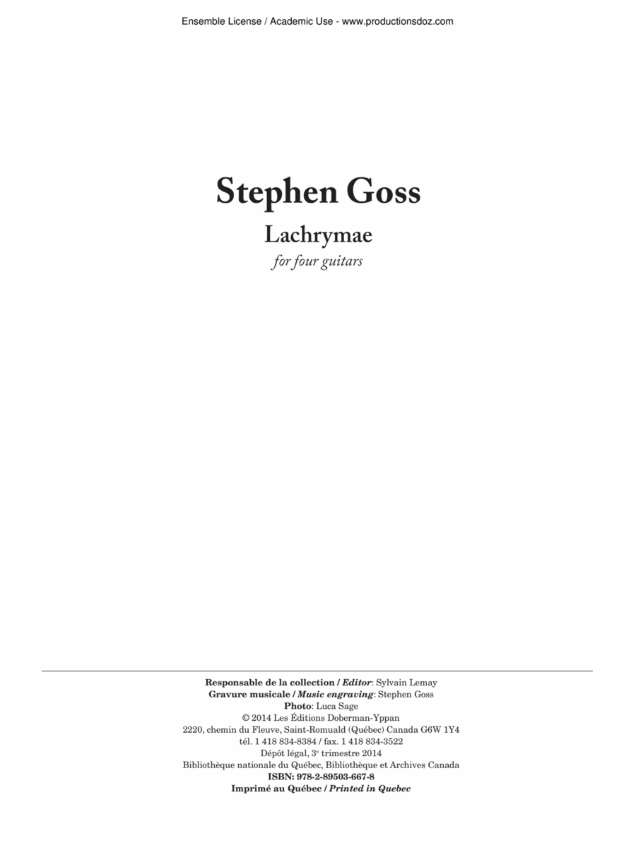 Lachrymae Guitar Ensemble scores gallery preview page 1