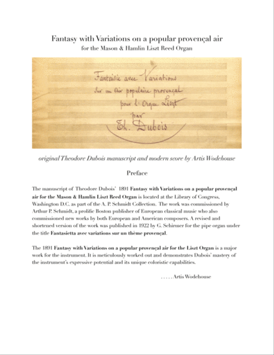 Fantasy on provençal air for Liszt Organ Organ Solo scores gallery preview page 1