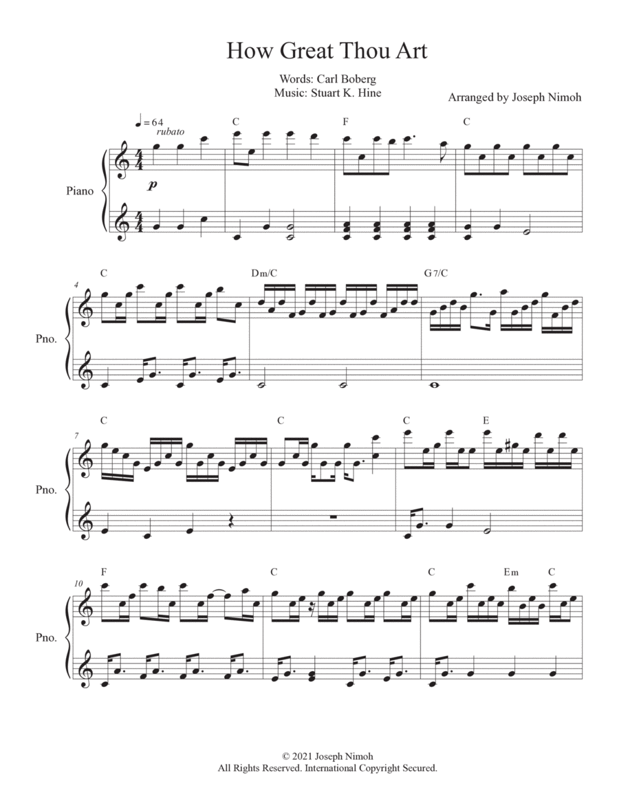 How Great Thou Art - Solo Piano Piano Solo scores gallery preview page 1