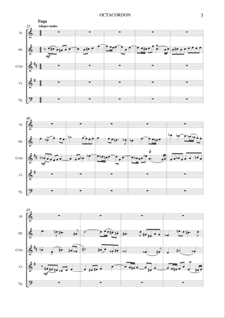 Salvatore Passantino: OCTACORDON (ES-21-032) - Score Only Woodwind Quintet scores gallery preview page 5