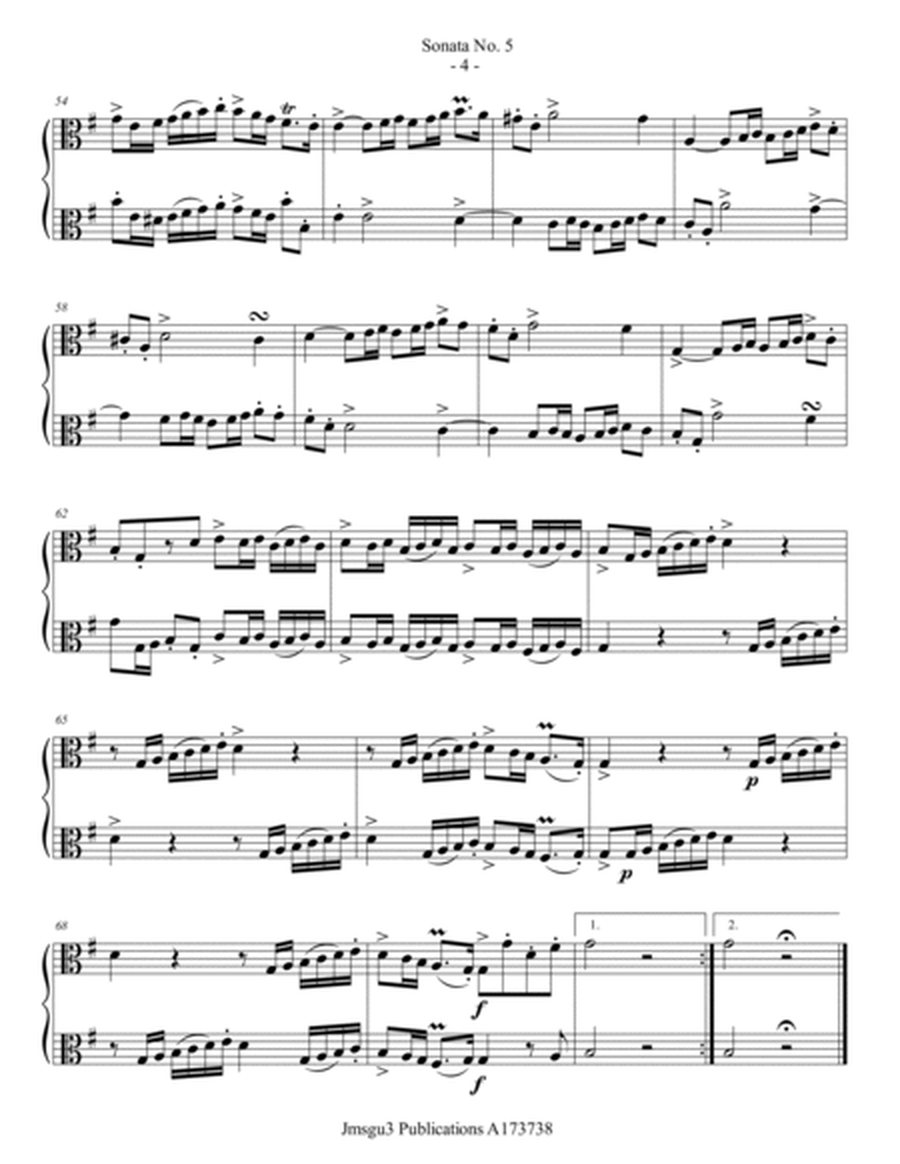 Loeillet: Sonata No. 5 for Viola Duo image number null