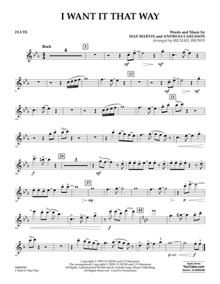 Book cover for I Want It That Way (arr. Michael Brown) - Flute