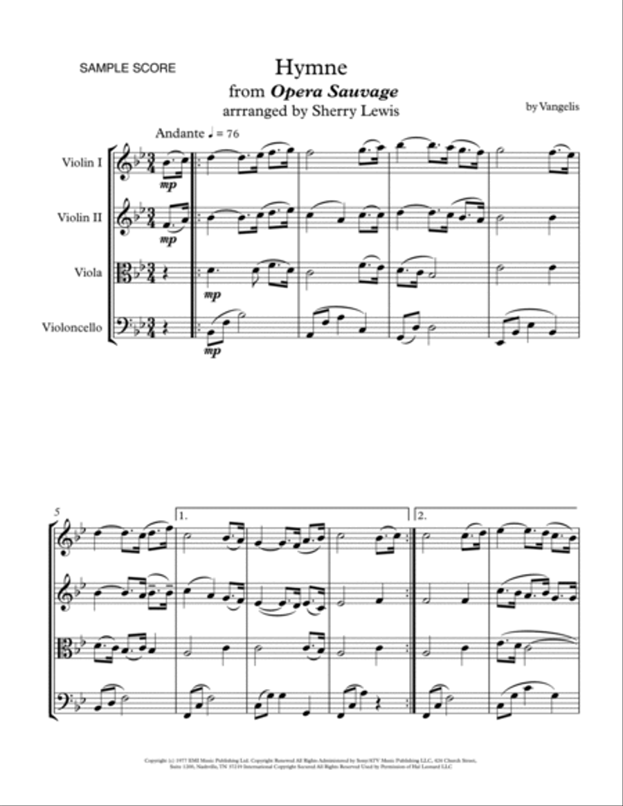 Hymne String Quartet scores gallery preview page 4