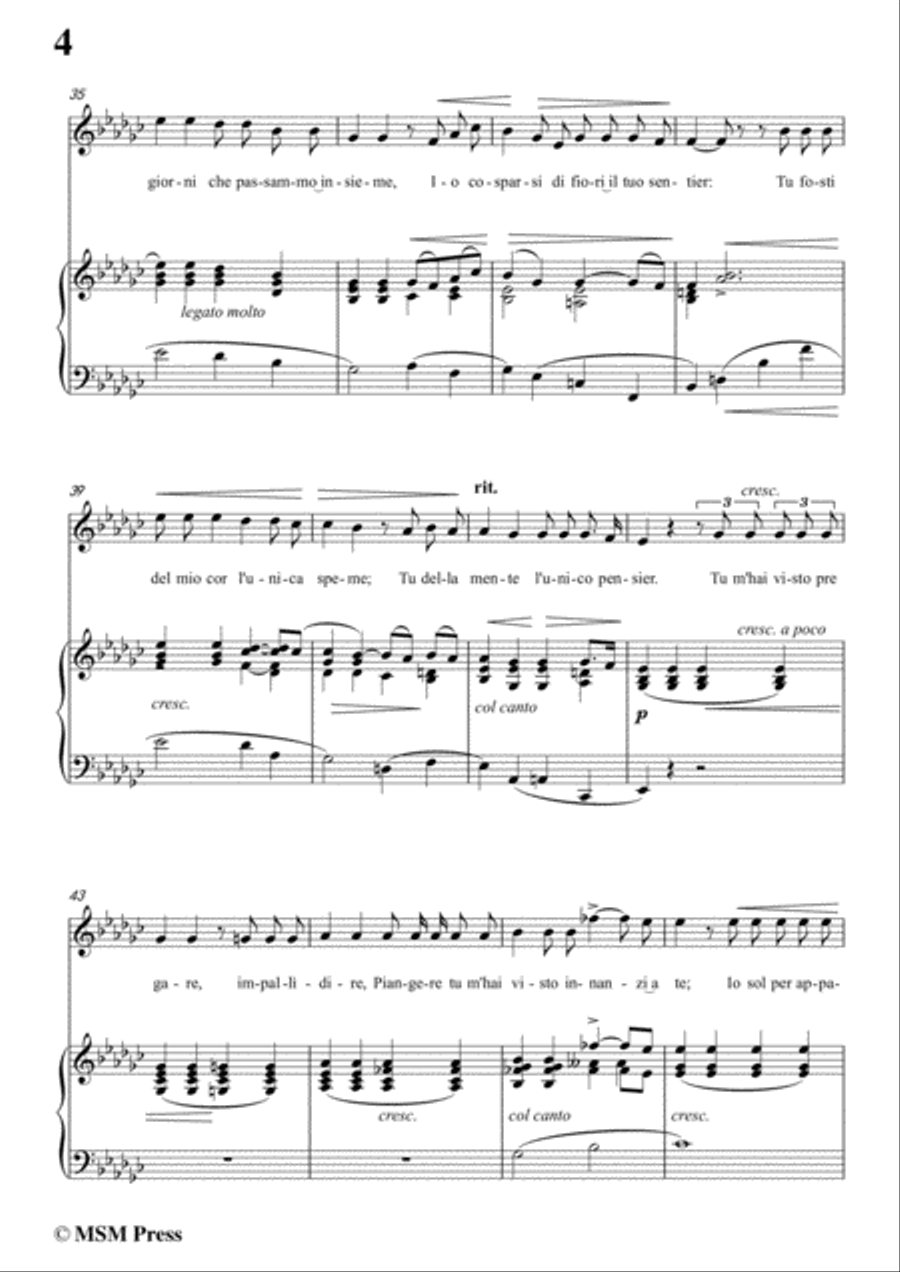 Tosti-Non t'amo più! In e flat minor,for Voice and Piano Voice Solo scores gallery preview page 6