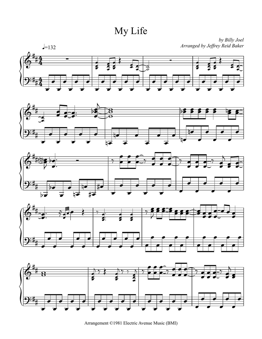 My Life Piano Solo scores gallery preview page 1