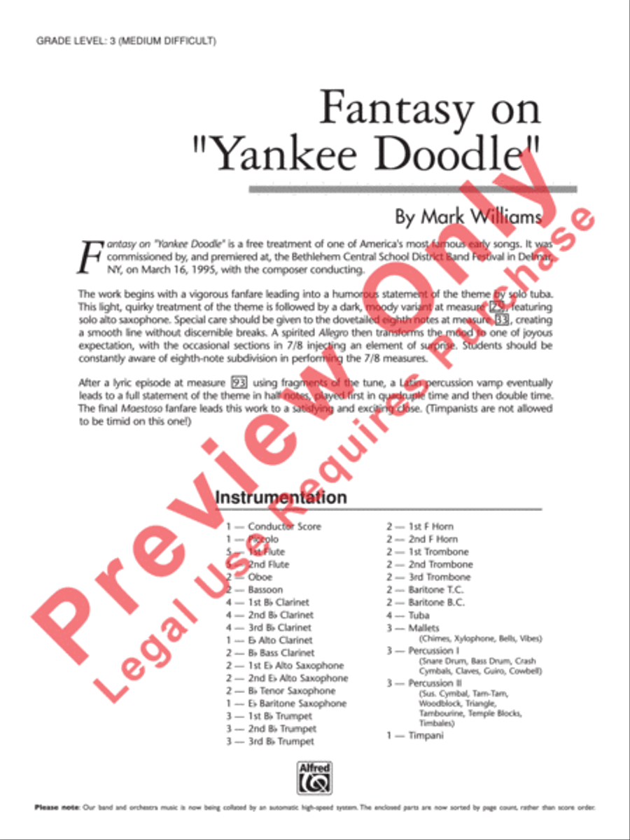 Fantasy on Yankee Doodle Concert Band scores gallery preview page 2
