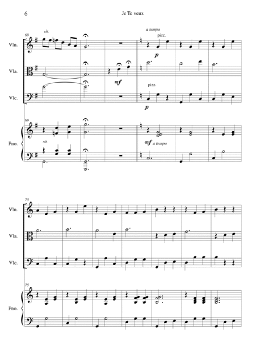 Je Te Veux (Acoustic Cafe Version) Piano Quartet scores gallery preview page 6