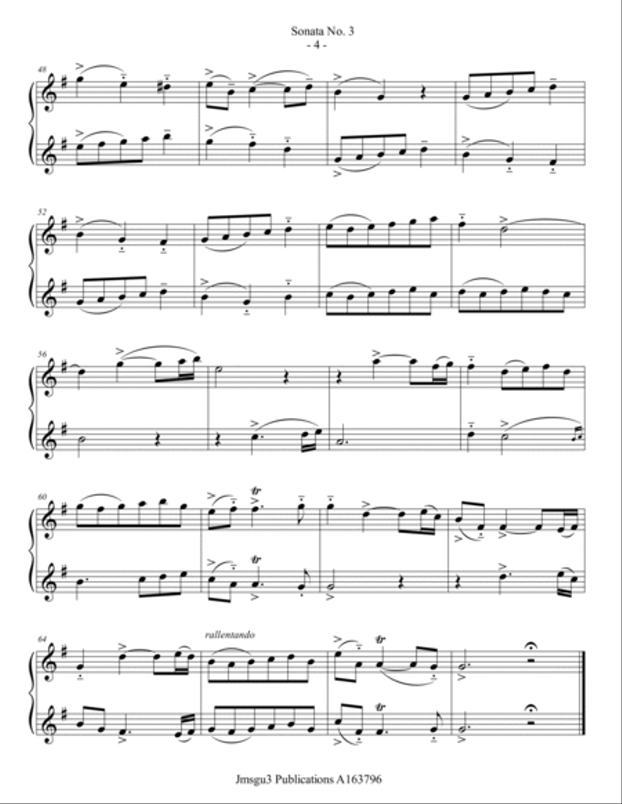 Loeillet: Sonata No. 3 for Flute Duo Flute Duet scores gallery preview page 4