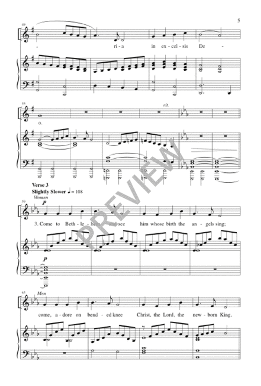 Angels We Have Heard On High Unison Choir scores gallery preview page 5