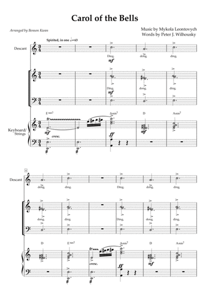 "Carol Of The Bells" - SAB choir with descant, keyboard, violin, sleigh bells