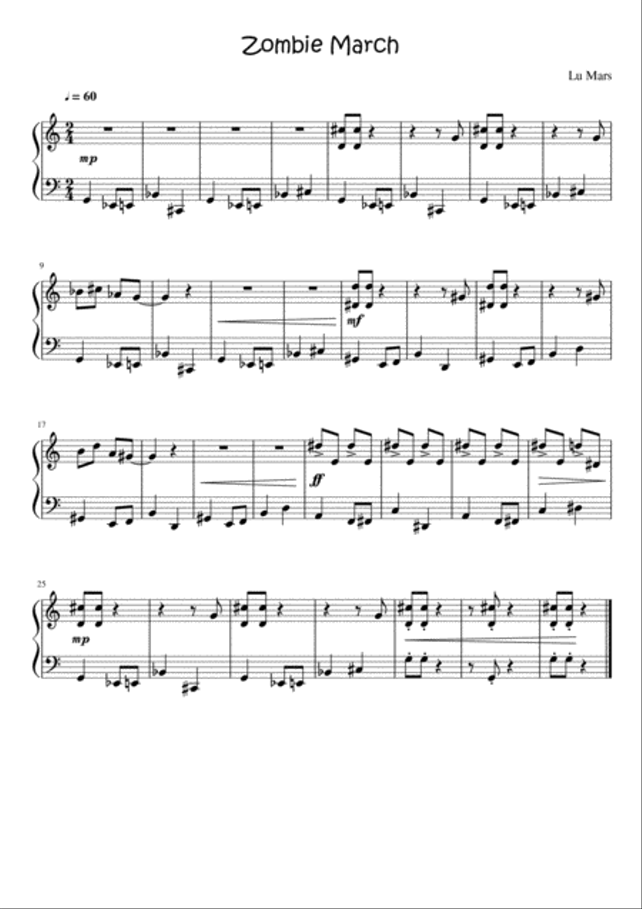 Zombie March Piano Solo scores gallery preview page 1