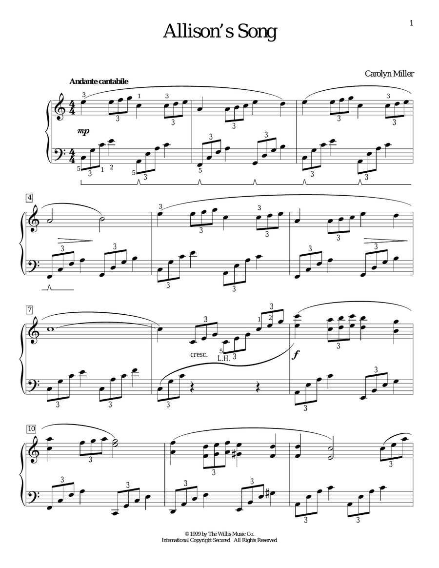 Allison's Song Piano Method scores gallery preview page 1