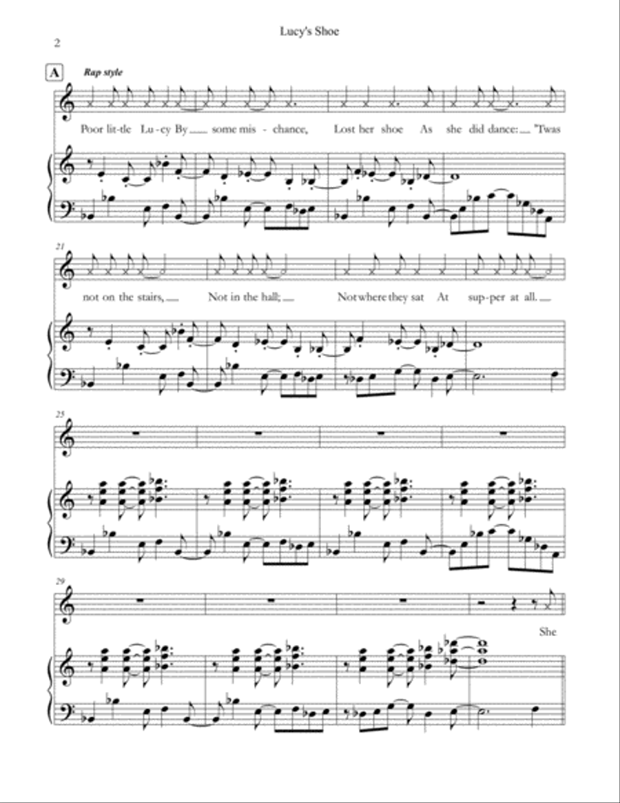 Lucy's Shoe ( or 'The Lost Shoe' ) - An Original Song Setting of Walter de la Mare's Poetry for VOIC Small Ensemble scores gallery preview page 6