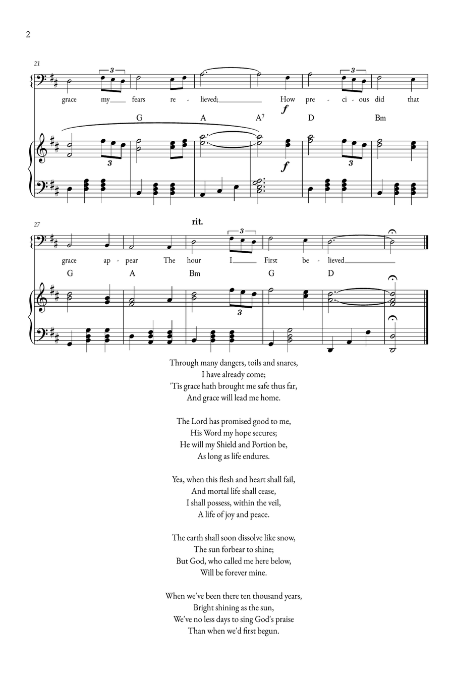 Amazing Grace Piano, Vocal scores gallery preview page 2