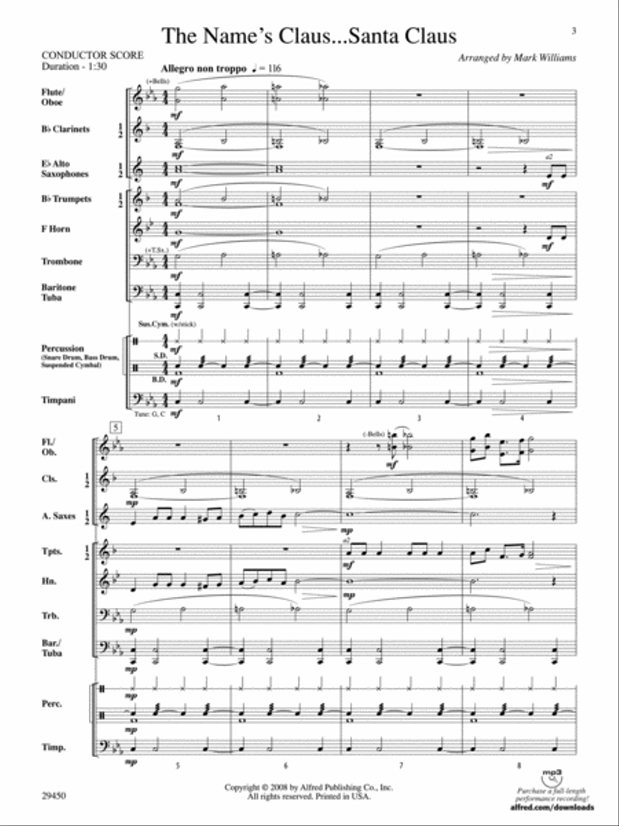 The Name's Claus . . . Santa Claus Concert Band scores gallery preview page 2