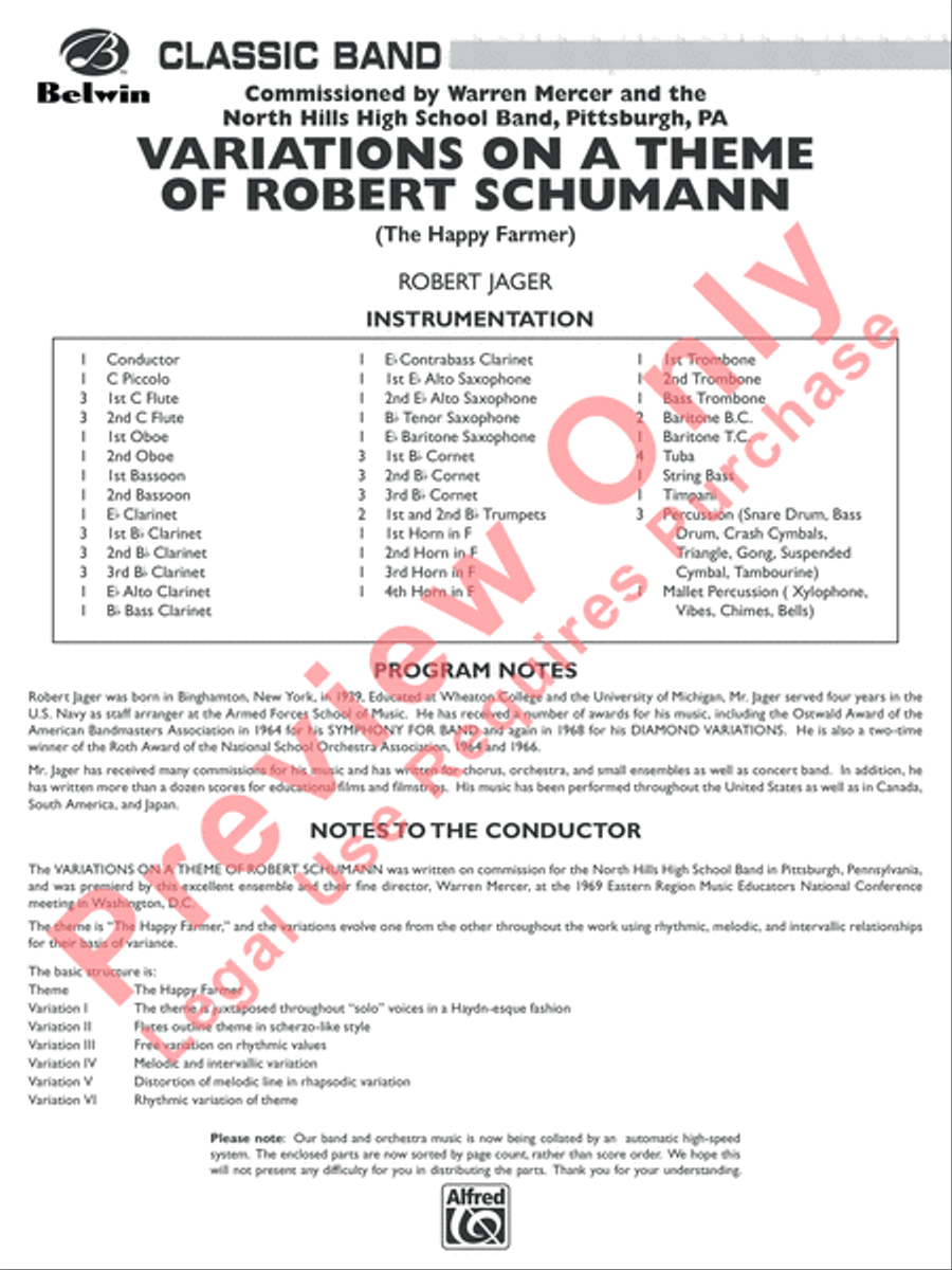 Variations on a Theme of Robert Schumann Concert Band scores gallery preview page 2
