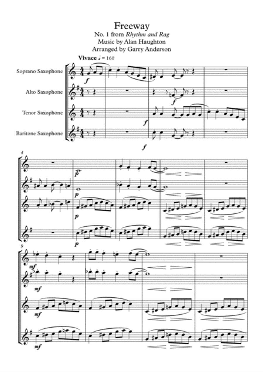 Freeway - Sax Quartet Saxophone Quartet scores gallery preview page 1
