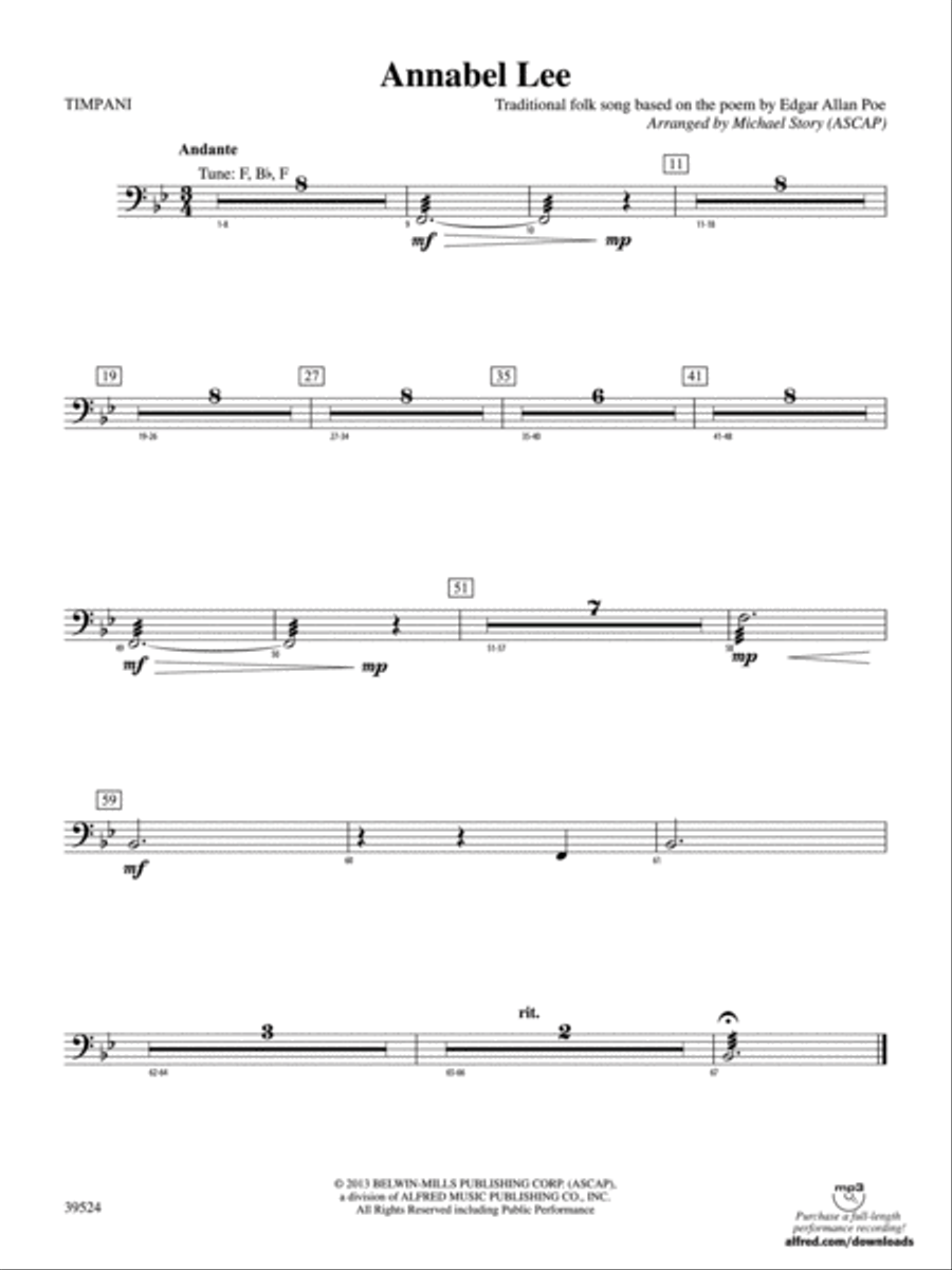 Annabel Lee: Timpani Concert Band scores gallery preview page 1