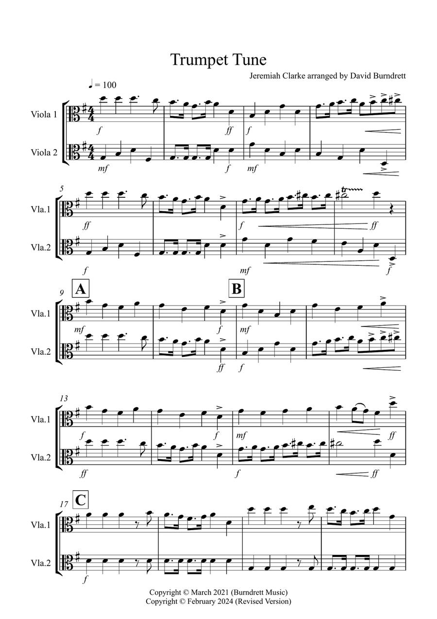 Trumpet Tune for Viola Duet