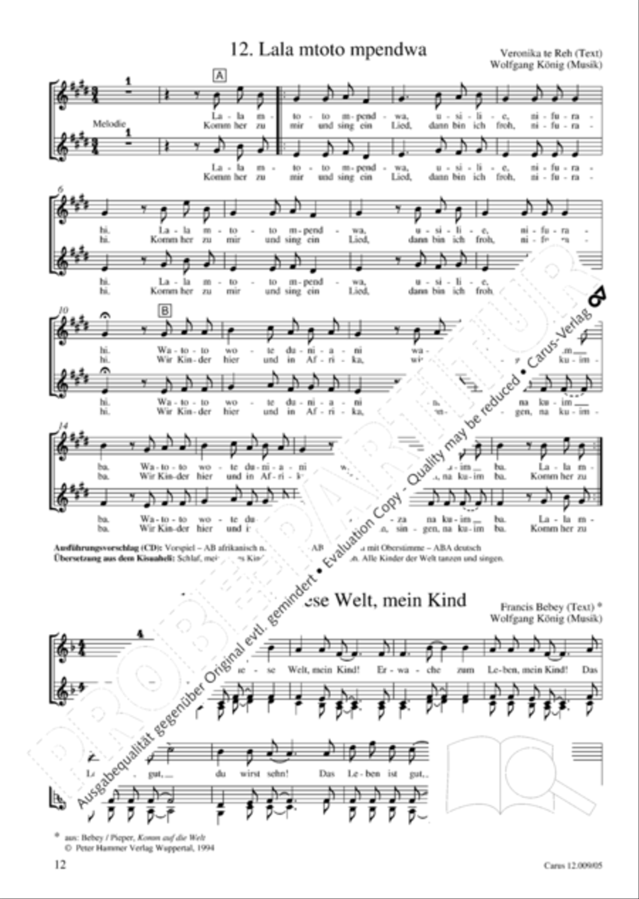 Freundschaft mir Afrika. 15 deutsch-afrikanische Lieder Choir scores gallery preview page 13