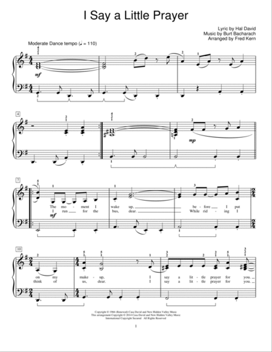 I Say A Little Prayer Piano Method scores gallery preview page 1