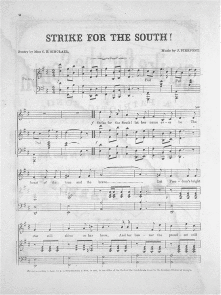 Strike for the South. A Patriotic Song Voice scores gallery preview page 2