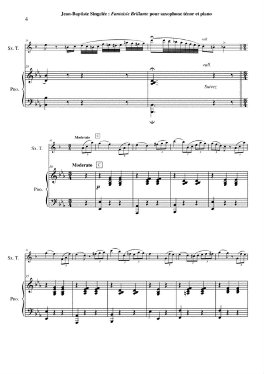 Jean-Baptiste Singelée: Fantaisie Brillante, Opus 75 pour saxophone ténor et piano Piano scores gallery preview page 4