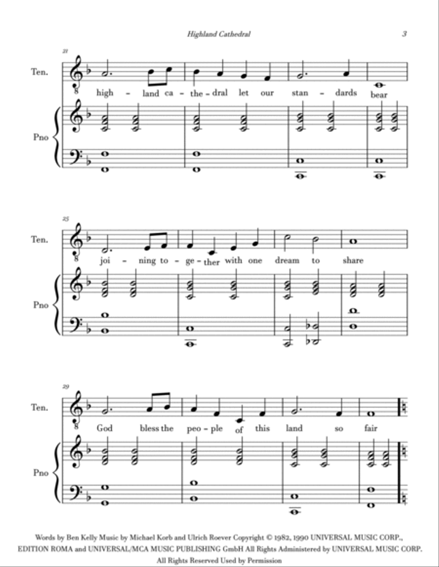 Highland Cathedral Highland Cathedral High Voice scores gallery preview page 3