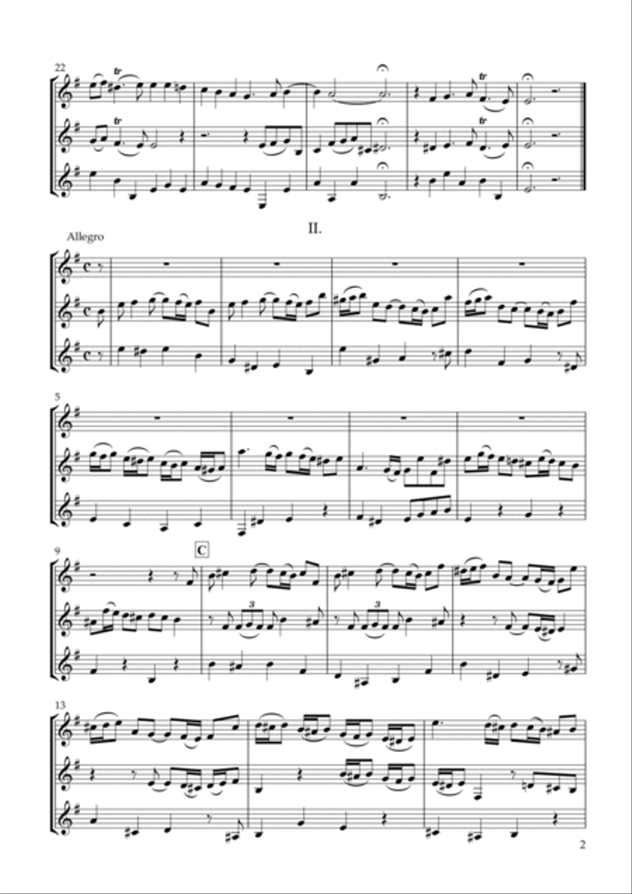 Trio Sonata in D Minor for Clarinet Trio Essercizii musici TWV42:d4 Clarinet Trio scores gallery preview page 2