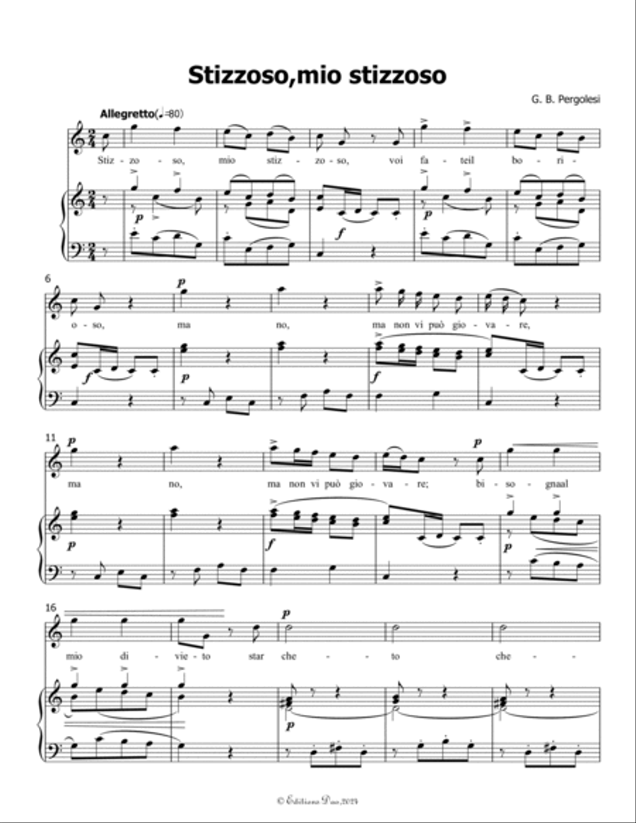 Stizzoso,mio stizzoso,by Pergolesi,in C Major Voice scores gallery preview page 3