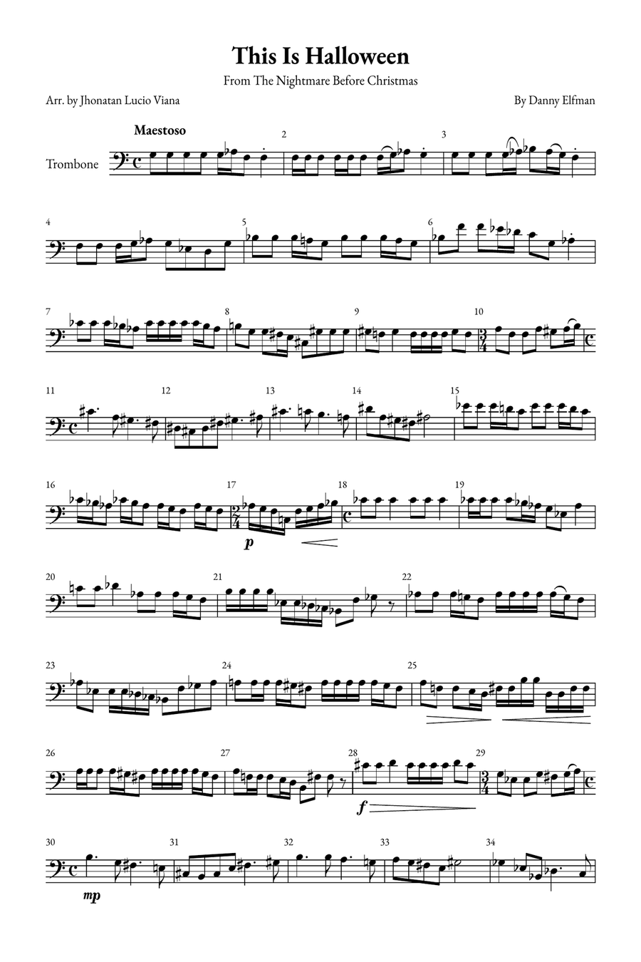 This Is Halloween Trombone Solo scores gallery preview page 1