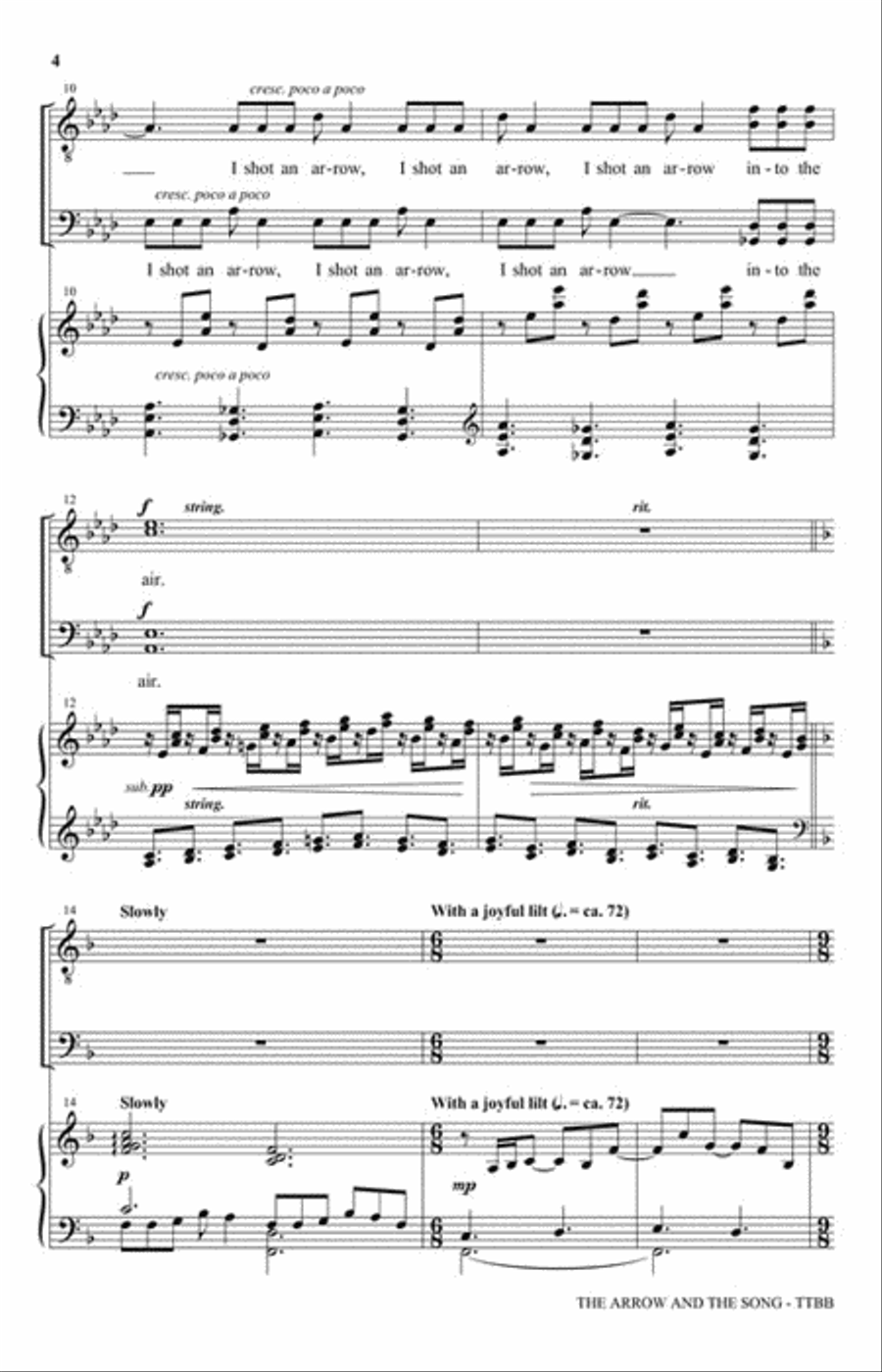 The Arrow and the Song TTBB scores gallery preview page 3