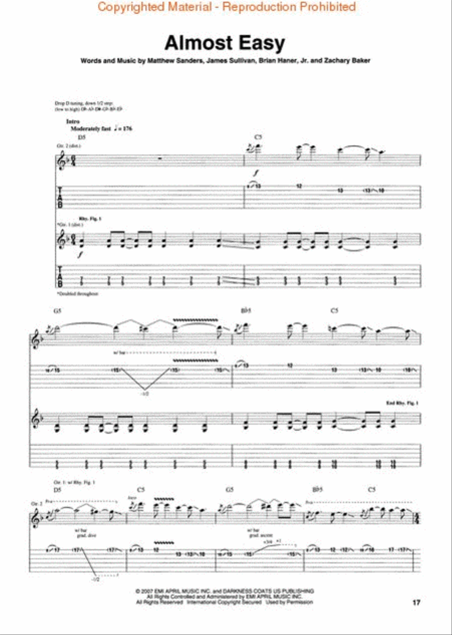 Avenged Sevenfold Electric Guitar scores gallery preview page 3
