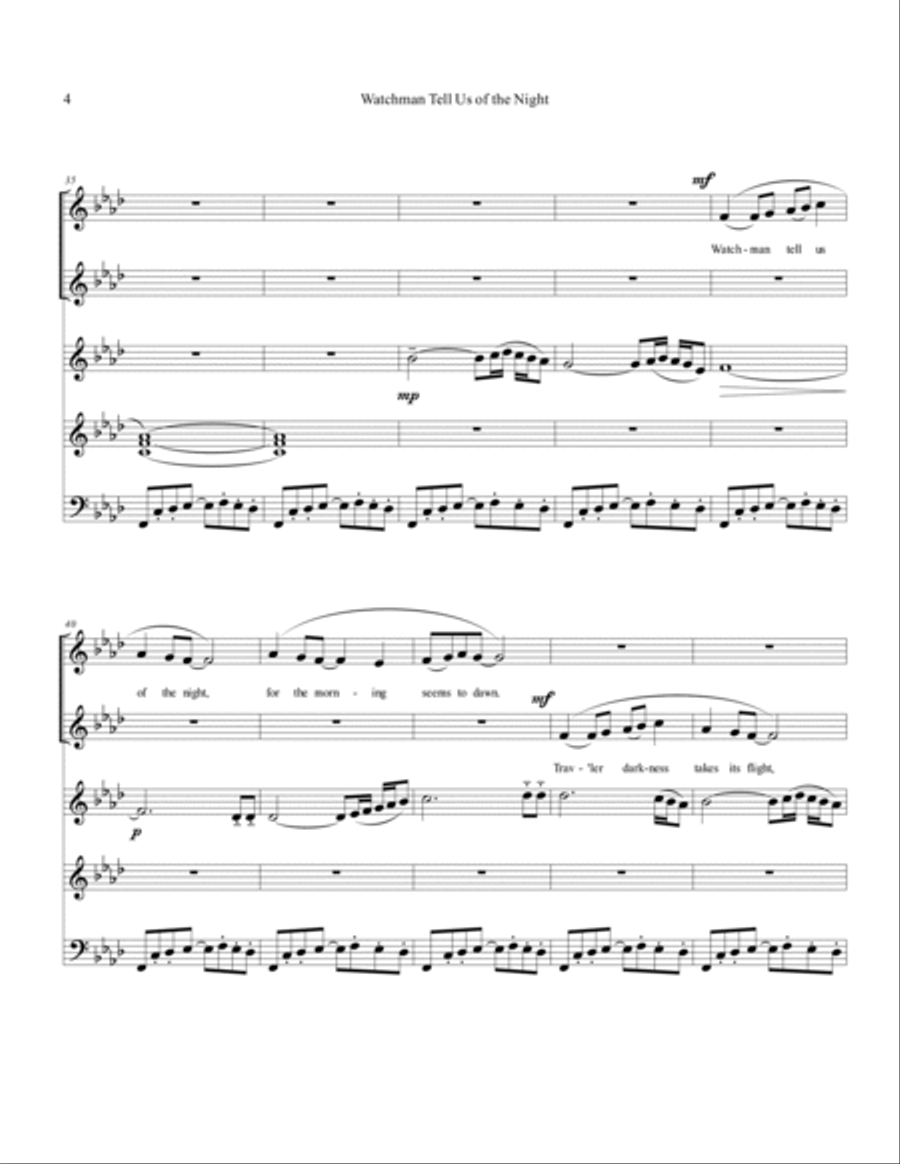Watchman Tell Us of the Night (Aberystwyth( Unison Choir scores gallery preview page 4